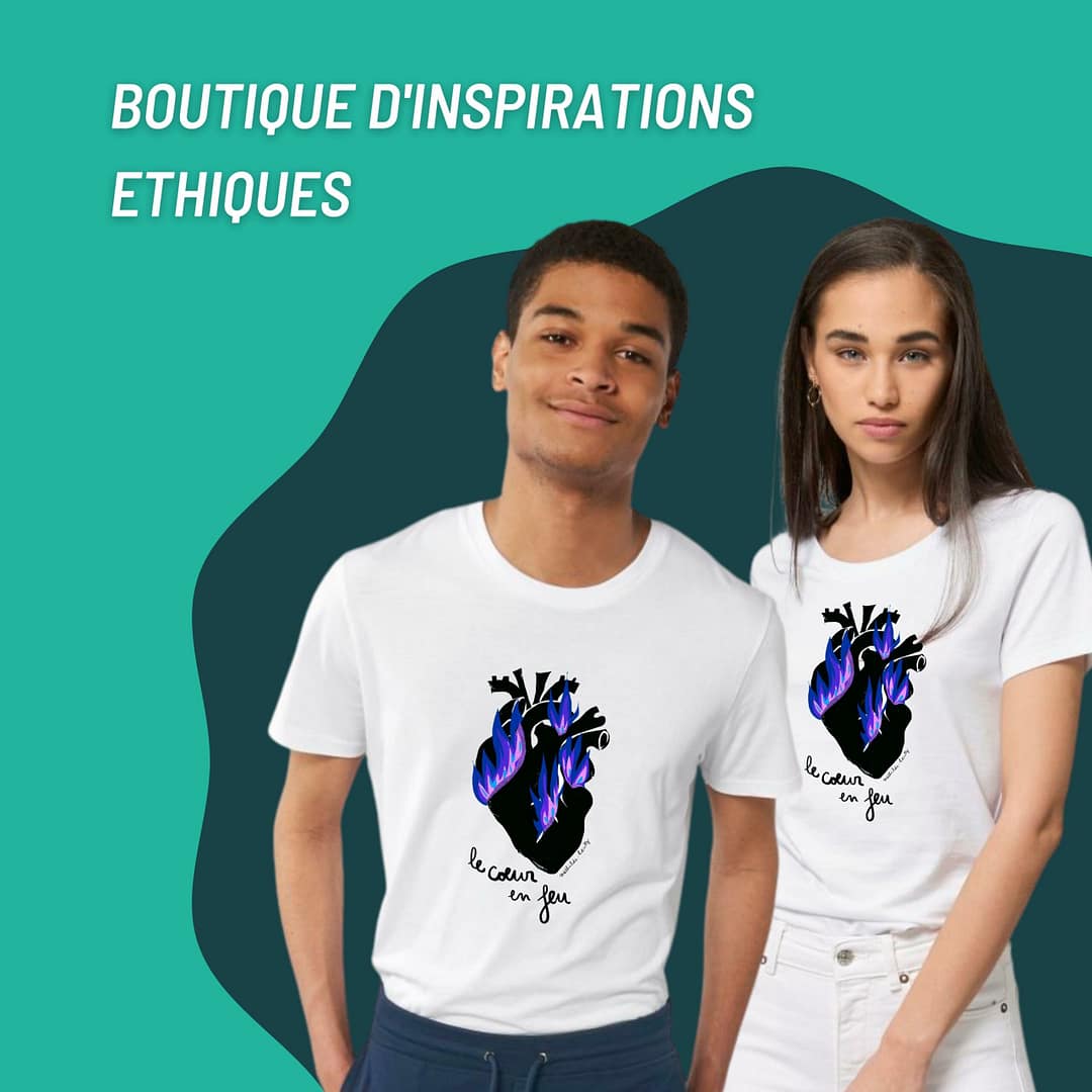 T-shirt : Le Cœur en Feu by Mauvaise Herbe