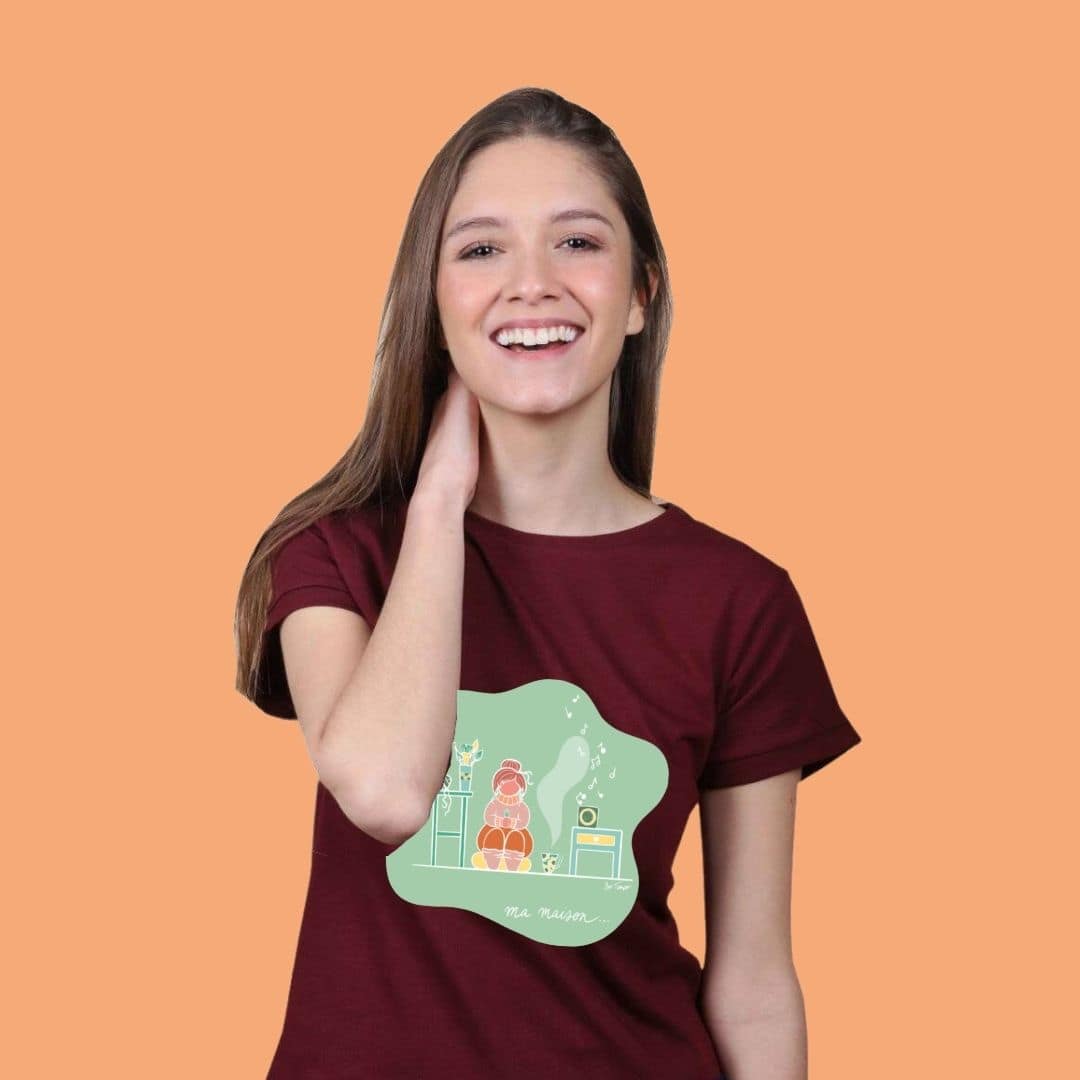 Ma maison Vert - T-shirt Burgundy - Femme - Bel Tempo
