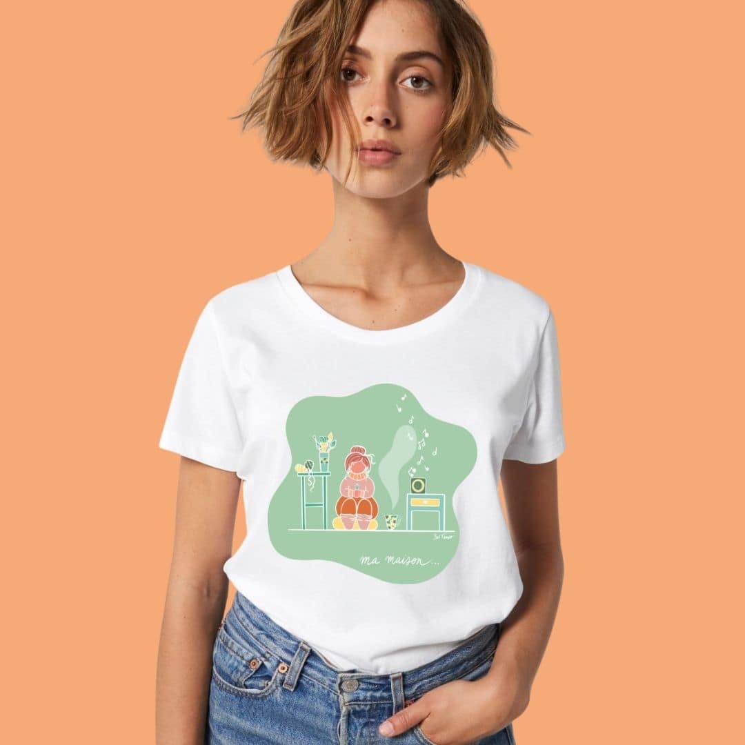 Ma maison Vert - T-shirt White - Femme - Bel Tempo
