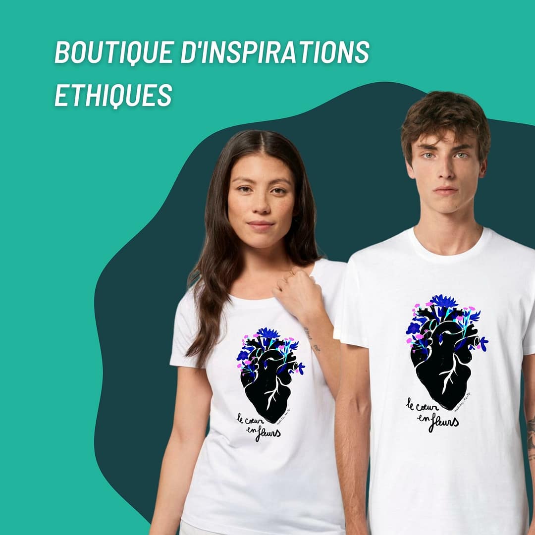 T-shirt : Le Cœur en Fleurs by Mauvaise Herbe