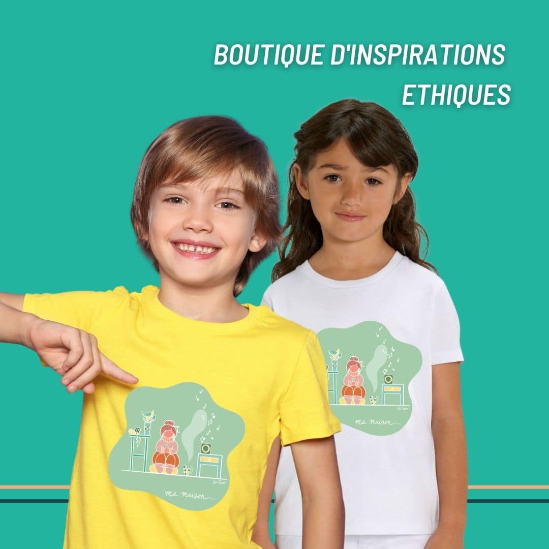 T-shirt enfants : Ma maison - vert by Bel Tempo