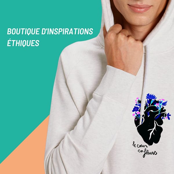 Hoodie : Coeurs en fleurs- by Mauvaise Herbe